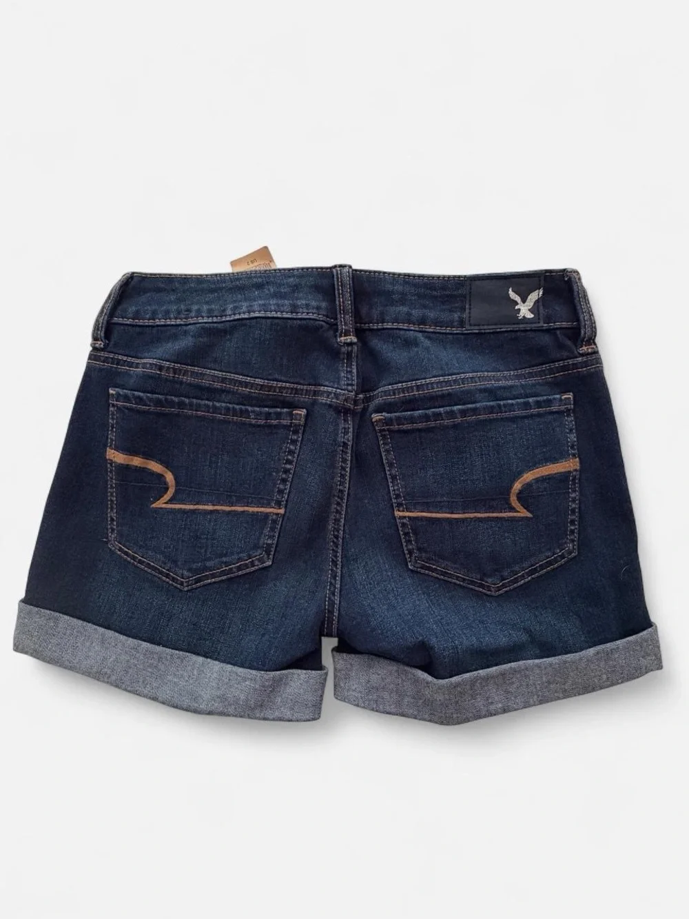 American Eagle Outfitters Dark Indigo Roll-Cuff Denim Shorts